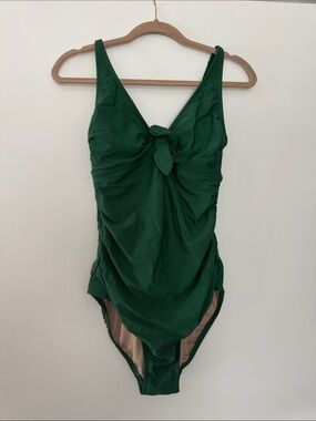 Emerald Green One-Piece Swimsuit with Front Tie